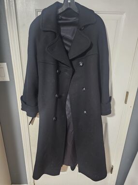 Carlton Deb Vintage Elegant Ladies Classic Double-Breasted Black Wool Coat
